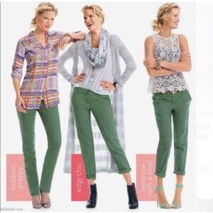 CAbi Coast Crop Cactus Green Pants Size 4